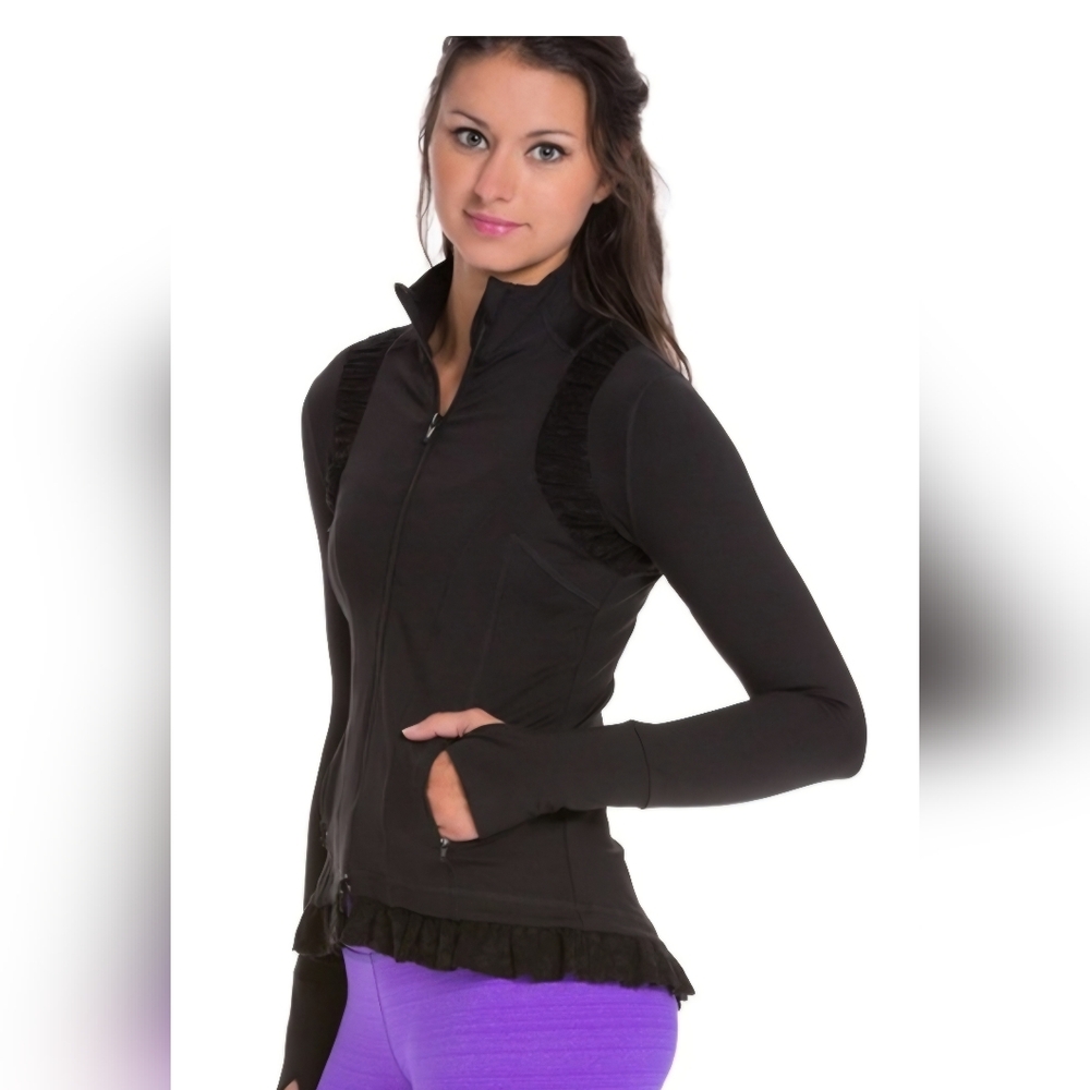 Vimmia BNWT Black Lace Ruffle Performance Jacket